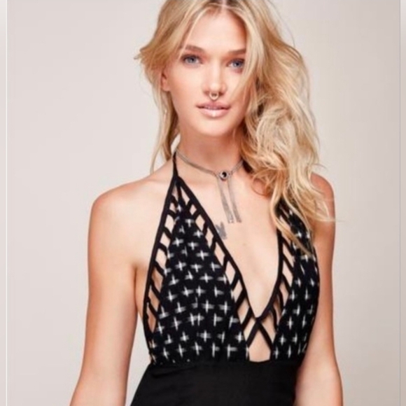 ZHEN NYMPH Zhennymph Free People Festival Black White Backless Cotton Dress M - Picture 2 of 7